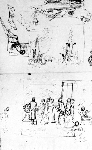 构图和图形的研究 Study of compositions and figures (c.1876)，诺亚·博尔迪尼翁