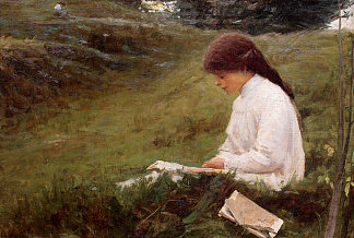 女孩阅读 Girl reading (1900)，诺亚·博尔迪尼翁