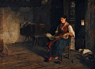 好妈妈（纺车） The good mother (The spinning wheel) (1890)，诺亚·博尔迪尼翁