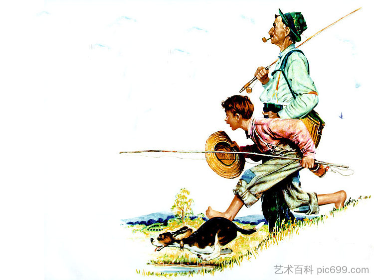 钓鱼 Fishing (1948)，诺曼·洛克威尔