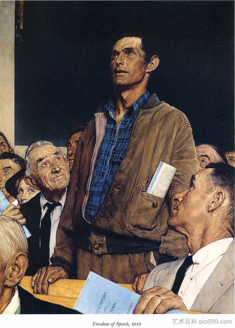 言论自由 Freedom of Speech (1943)，诺曼·洛克威尔