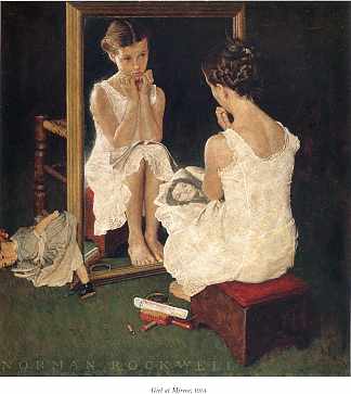 镜子里的女孩 Girl at Mirror (1954)，诺曼·洛克威尔