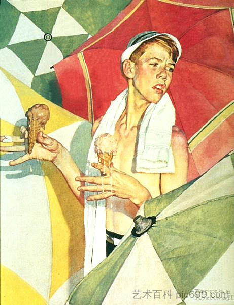 融化的冰淇淋 Melting Ice Cream (1940)，诺曼·洛克威尔