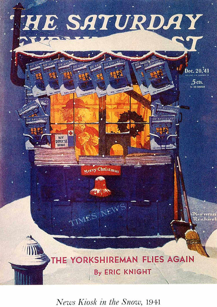 雪地里的新闻亭 News Kiosk in the Snow (1941)，诺曼·洛克威尔