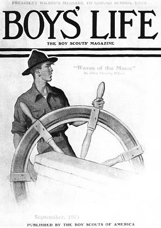 船轮上的侦察兵 Scout at Ship’s Wheel (1913)，诺曼·洛克威尔