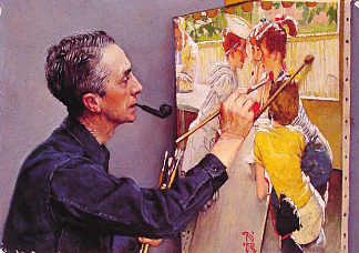 诺曼·洛克威尔画汽水混蛋的肖像 Portrait of Norman Rockwell Painting the Soda Jerk (1953)，诺曼·洛克威尔