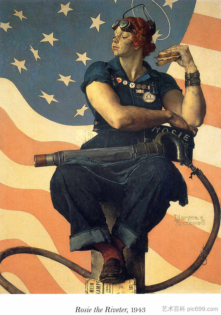 铆钉工罗茜 Rosie the Riveter (1943)，诺曼·洛克威尔