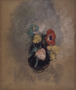 海葵和郁金香 Anemones and Tulips，奥迪隆·雷东