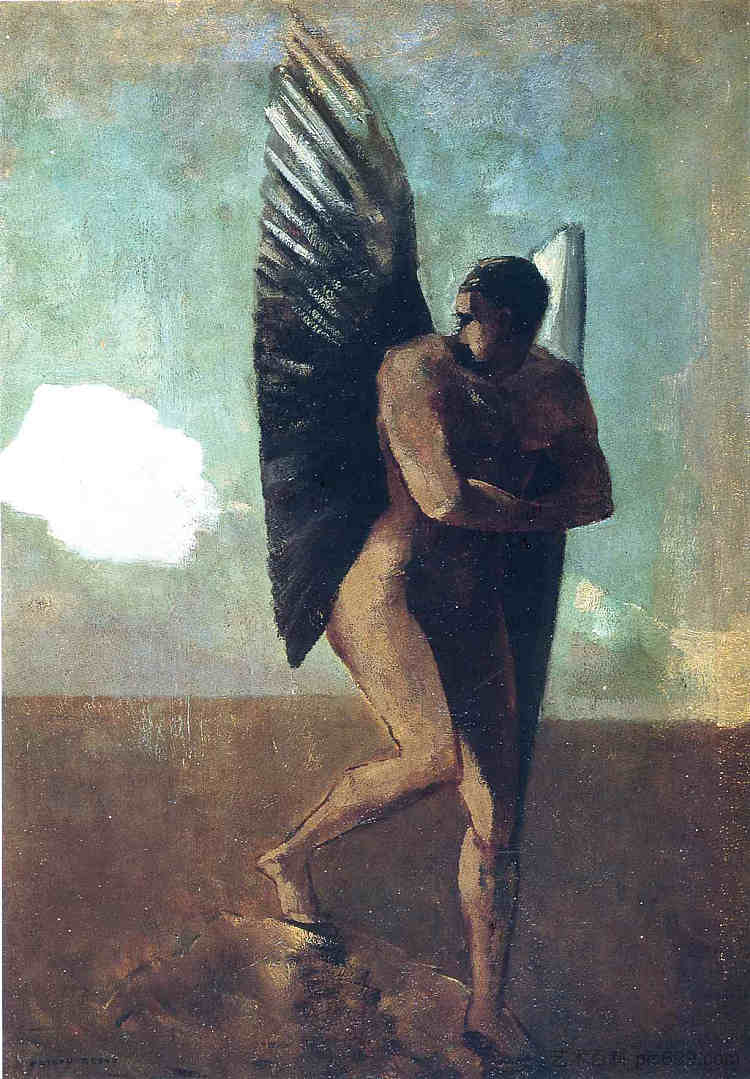 堕落天使看着云 Fallen Angel Looking at a Cloud (c.1875)，奥迪隆·雷东