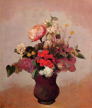 棕色花瓶里的花 Flowers in aa Brown Vase (c.1904)，奥迪隆·雷东