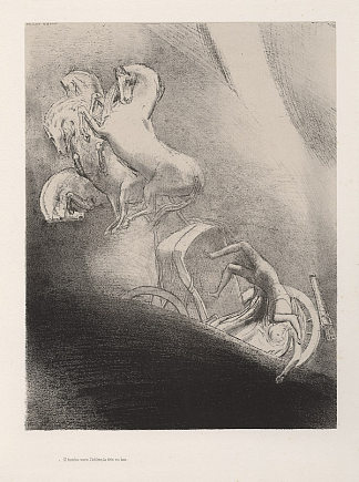 他一头扎进深渊（图版17） He falls, head-first, into the abyss (plate 17) (1896)，奥迪隆·雷东