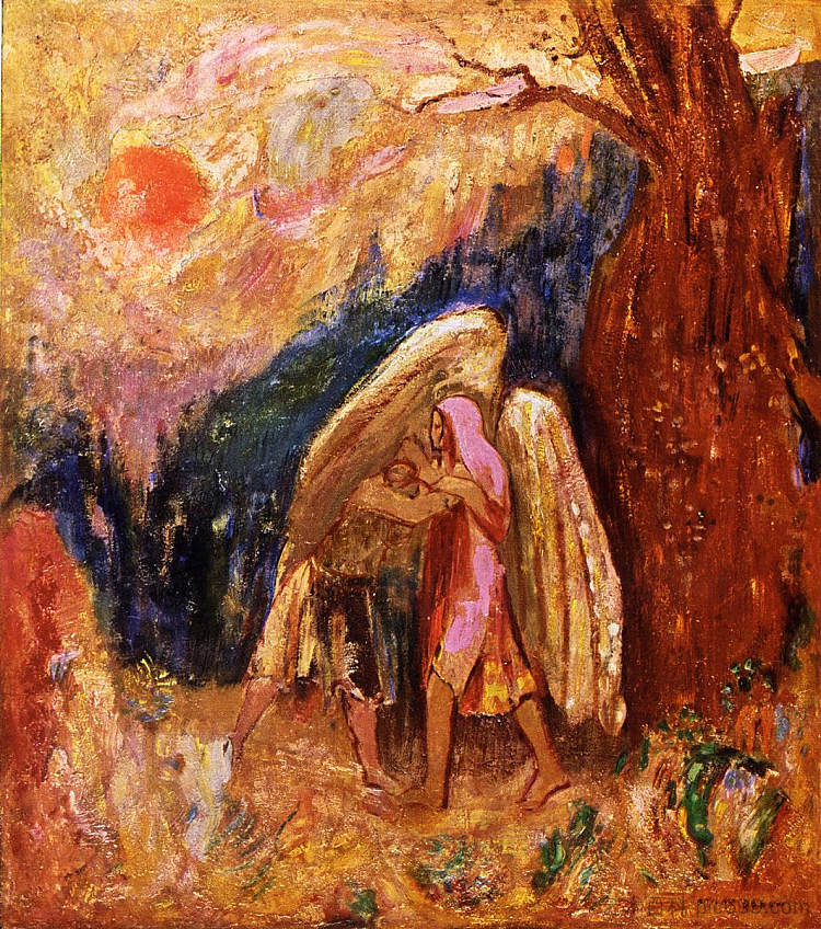 雅各布与天使摔跤 Jacob Wrestling with the Angel (c.1905)，奥迪隆·雷东