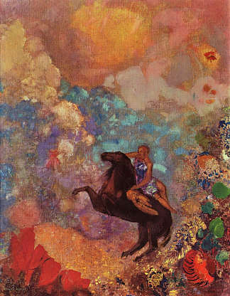 飞马座上的缪斯女神 Muse on Pegasus (c.1907 – c.1910)，奥迪隆·雷东