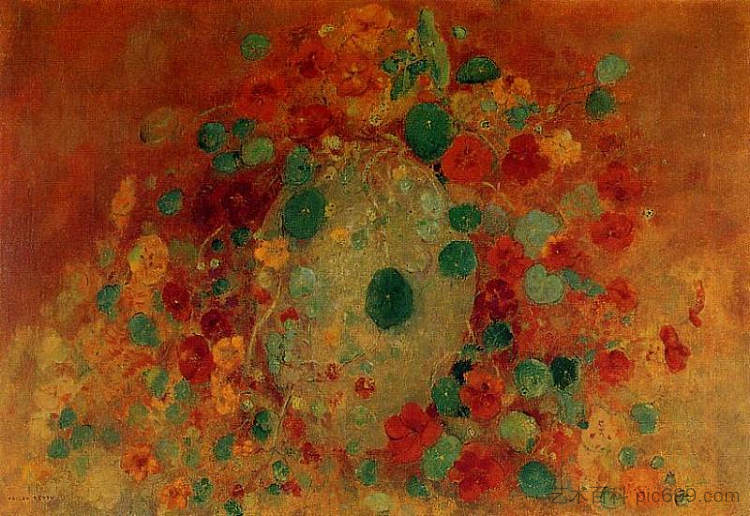 金莲花 Nasturtiums (c.1912)，奥迪隆·雷东