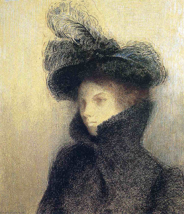 玛丽·博特金的肖像 Portrait of Marie Botkine (1900),奥迪隆·雷东