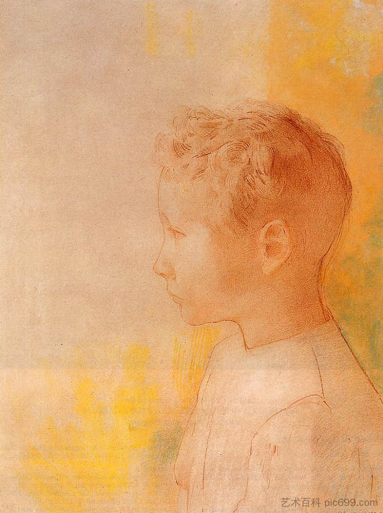 罗伯特·德·科米西之子的肖像 Portrait of the Son of Robert de Comecy (1898)，奥迪隆·雷东