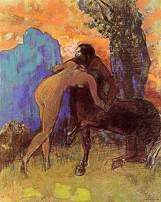 女人和半人马之间的斗争 Struggle between Woman and Centaur (c.1905)，奥迪隆·雷东