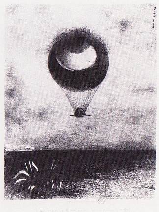 眼睛像一个奇怪的气球走向无穷大 The eye like a strange balloon goes to infinity (1882)，奥迪隆·雷东