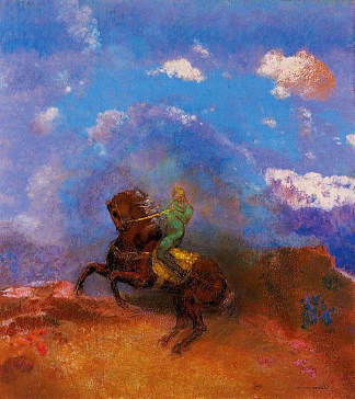 绿骑士 The Green Horseman (c.1904)，奥迪隆·雷东