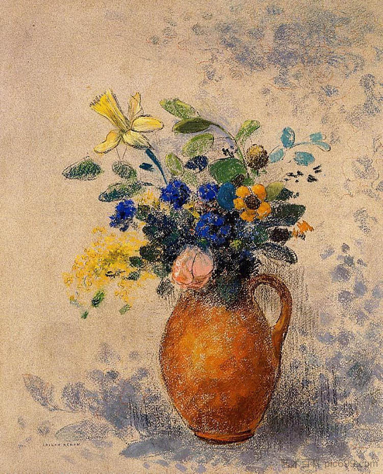 花瓶 Vase of Flowers (1908)，奥迪隆·雷东