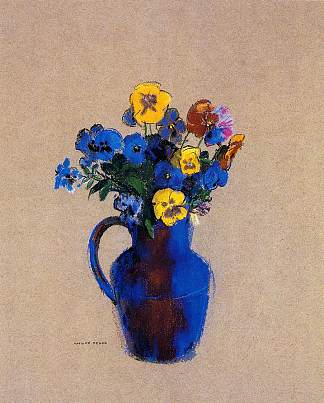 花瓶三色堇 Vase of Flowers Pansies，奥迪隆·雷东