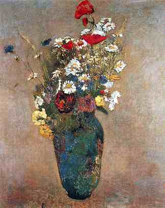 花瓶与鲜花 Vase with flowers，奥迪隆·雷东