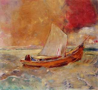 黄船 Yellow Boat (c.1910)，奥迪隆·雷东