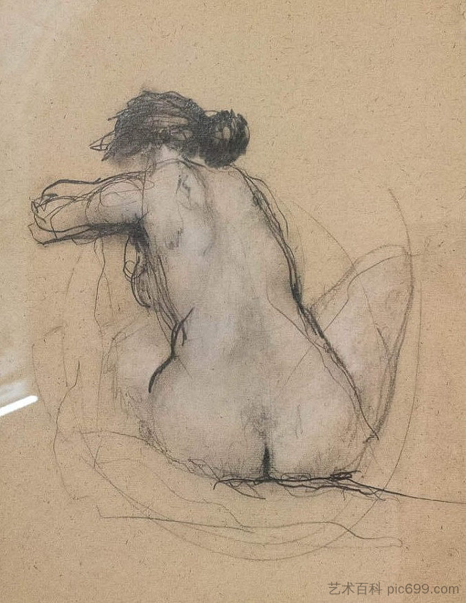 从后面裸体 Nude From Behind (c.1987)，奥列格·霍洛西