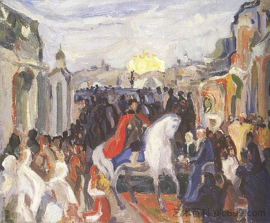 博赫丹·赫梅利尼茨基进入基辅 Bohdan Khmelnytsky Enters Kyiv (c.1914 - c.1920),奥列克萨·诺瓦基夫斯基