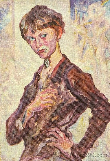 艺术家的儿子雅罗斯拉夫的肖像 Portrait of the Artist's Son, Yaroslav (c.1930)，奥列克萨·诺瓦基夫斯基