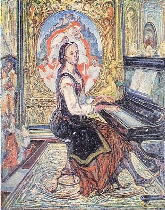 音乐。钢琴上的妻子 Music. Wife at the Piano (1929)，奥列克萨·诺瓦基夫斯基