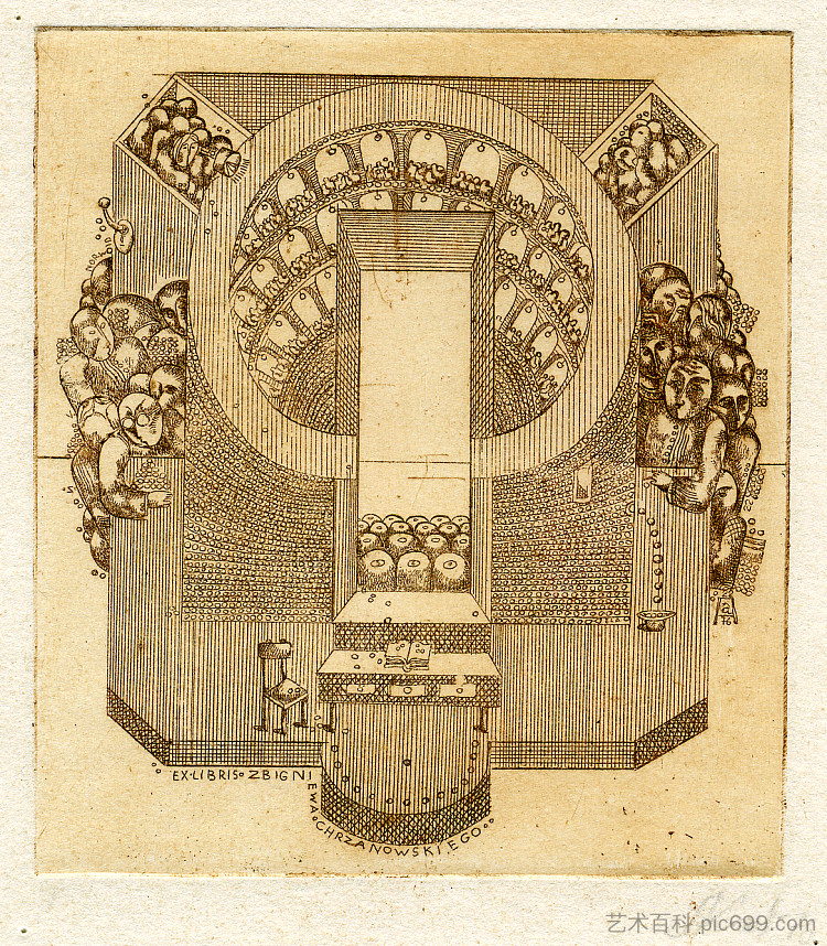 Z.切尔扎诺夫斯基的解释 Exlibris of Z. Chrzanowsky (1976)，奥列克桑德·阿克西宁