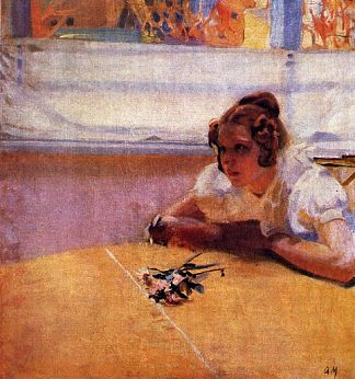 餐桌旁的女孩 Girl at a Table (1910)，穆里什科