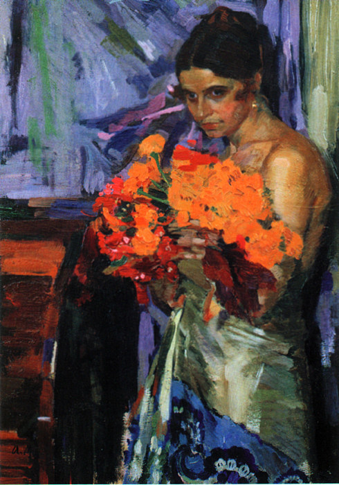 带花的女人 Woman with Flowers (1919)，穆里什科