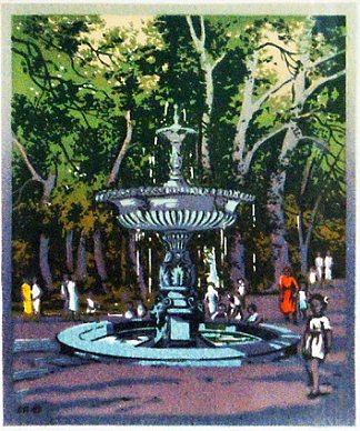 五一公园的喷泉。春天 Fountain In May Day Park. Spring (1949)，奥列克桑德·帕申科