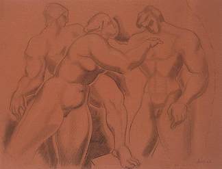 一组裸体人物 Group of Nude Figures (1920)，亚历山大・阿尔基边克