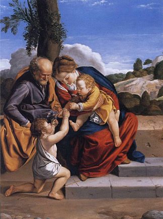 圣家与婴儿施洗者圣约翰 Holy Family with the Infant Saint John the Baptist (1608)，奥拉齐奥·真蒂莱斯基