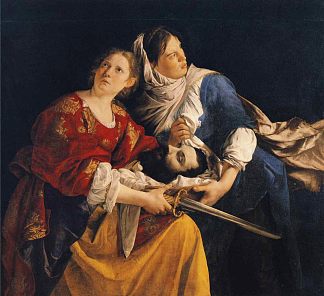 朱迪思和她的女仆与霍洛弗内斯的头 Judith and Her Maidservant with the Head of Holofernes (1624)，奥拉齐奥·真蒂莱斯基