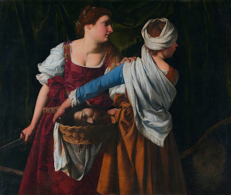 朱迪思和女仆与霍洛弗内斯的头 Judith and Maidservant with the Head of Holofernes (1608)，奥拉齐奥·真蒂莱斯基