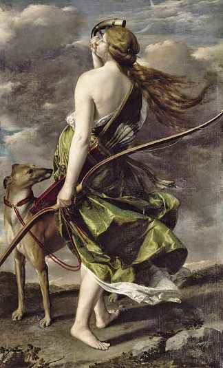 女猎手戴安娜 Diana the Huntress (c.1630)，奥拉齐奥·真蒂莱斯基