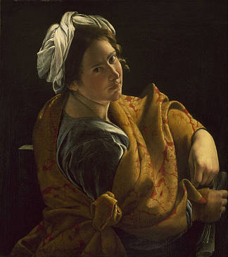 一个年轻女子作为西比尔的肖像 Portrait of a Young Woman as a Sibyl (c.1626)，奥拉齐奥·真蒂莱斯基