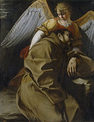 圣弗朗西斯由天使支持 St. Francis Supported by an Angel (1603)，奥拉齐奥·真蒂莱斯基