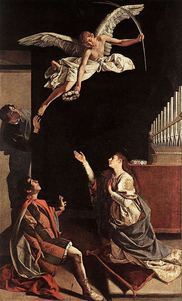 圣塞西莉亚的愿景 Vision of St. Cecilia (c.1620)，奥拉齐奥·真蒂莱斯基