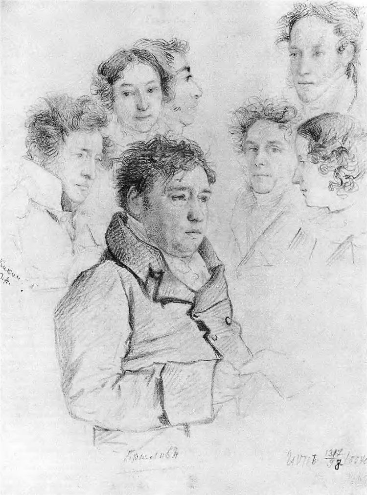 艺术家中的伊万·克雷洛夫 Ivan Krylov among artists (1808)，吉普林斯基