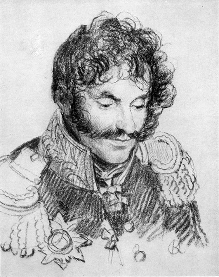 查普利茨将军的肖像 Portrait of General Chaplits (1813)，吉普林斯基