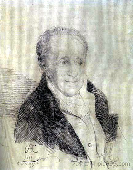伊万·彼得罗维奇·沃尔夫的肖像 Portrait of Ivan Petrovich Wolfe (1811),吉普林斯基