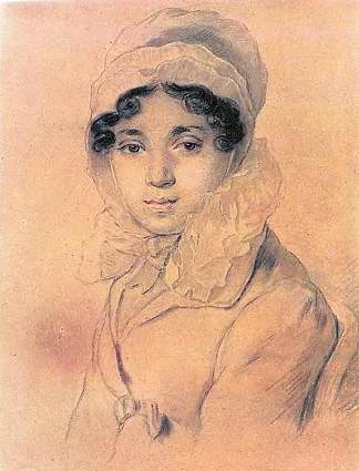 M.A.琪基娜的肖像 Portrait of M. A. Kikina (1816)，吉普林斯基