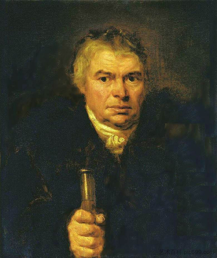 艺术家父亲亚当·卡洛维奇·施瓦尔贝的肖像 Portrait of the artist's father, Adam Karlovich Schwalbe (1804)，吉普林斯基