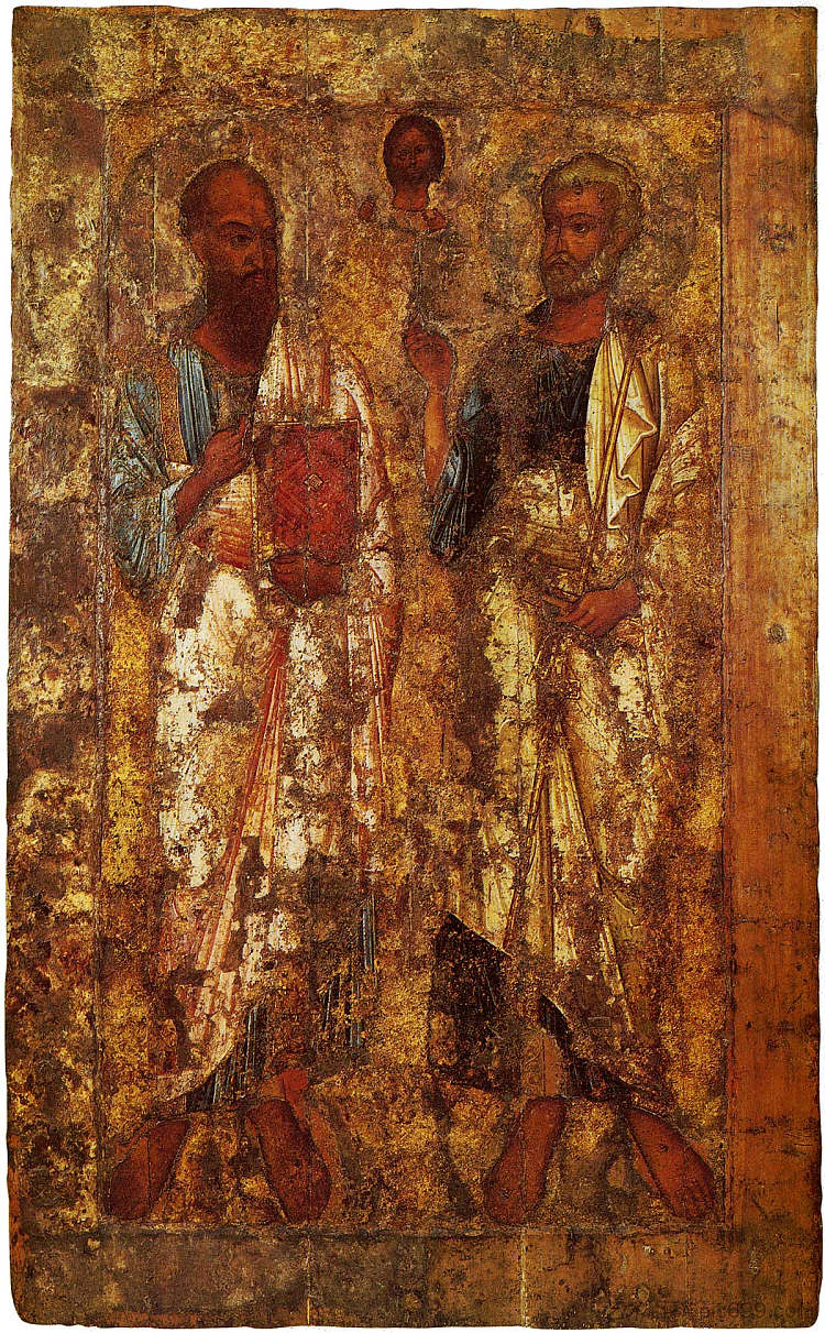 诺夫哥罗德圣索菲亚大教堂的圣彼得和圣保罗 St. Peter and St. Paul from Saint Sophia Cathedral in Novgorod (c.950 - c.1050)，东正教圣像