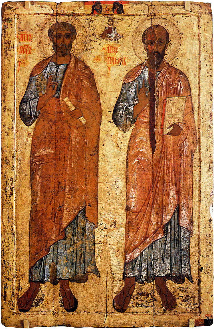 来自贝洛泽斯克的圣彼得和保罗的图标 Icon of Sts. Peter and Paul from Belozersk (c.1200 - c.1230)，东正教圣像